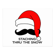 Moustache Christmas - Staching thru the snow Post Card