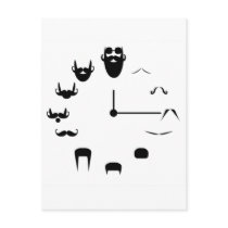 Moustache Clockface Postcards