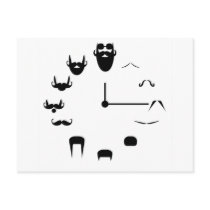 Moustache Clockface Postcards
