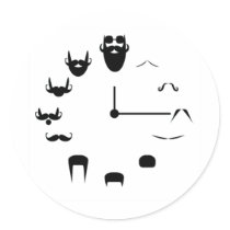 Moustache Clockface Round Stickers