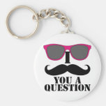 Moustache Humour with Pink Sunglasses Keychains