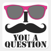 Moustache Humour with Pink Sunglasses Stickers