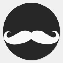 Moustache in Black or White Round Stickers