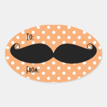 Moustache Oval Stickers