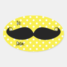 Moustache Oval Stickers