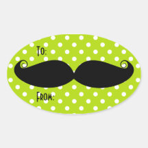 Moustache Oval Stickers