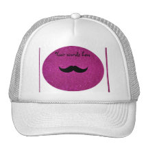 Moustache pink glitter trucker hat