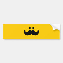 Moustache Smiley (Customisable background colour) Bumper Stickers