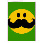 Moustache Smiley (Customisable background colour) Greeting Cards