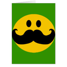 Moustache Smiley (Customisable background colour) Greeting Cards