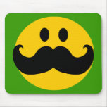Moustache Smiley (Customisable background colour) Mouse Pads