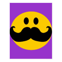 Moustache Smiley (Customisable background colour) Postcard
