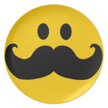 Moustache Smiley Party Plate