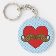 Moustache Valentine Heart Key Chain