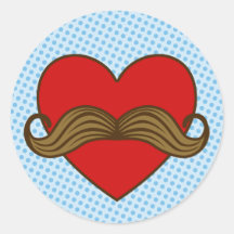Moustache Valentine Heart Stickers