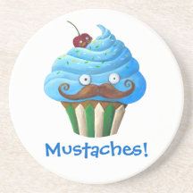 Moustached Cupcake Coaster