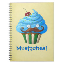 Moustached Cupcake Spiral Notebook