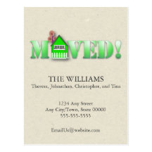 Moved Announcement (Green) Post Card