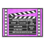 Movie Birthday Party Clapboard Purple Personalized Invites