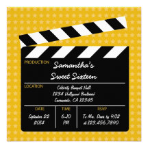 Movie Clapboard Sweet Sixteen Birthday Invitation