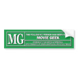Movie Geek Rating sticker bumper stickers
