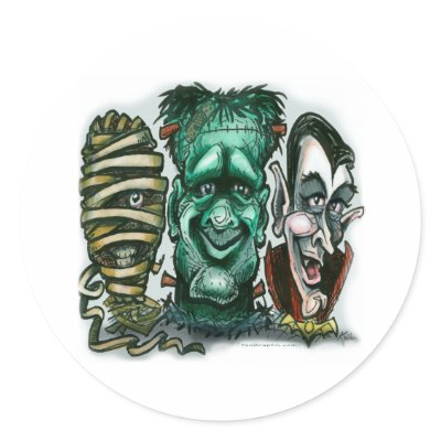 Movie Monsters Round Stickers by FunGraphix