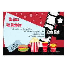 Movie Night Kids Birthday Party Invitation