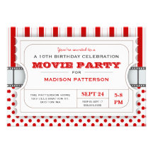 Movie Party Birthday Party Admission Ticket | Red Invite