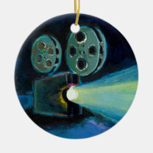 Movie projector colourful expressive painting art christmas ornament