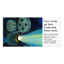 Movie projector colourful expressive painting art customised photo card