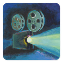 Movie projector colourful expressive painting art