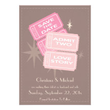 Movie Tickets Save the Date Card (Brown)