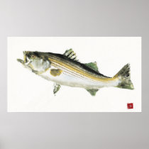 Moving Bass Gyotaku Posters