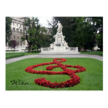 mozart statue wien postcard