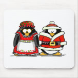 Mr. and Mrs. Santa Claus Penguin Mouse Pads
