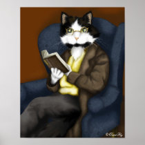 Mr Bennet Cat in the Library by TaraFly Posters