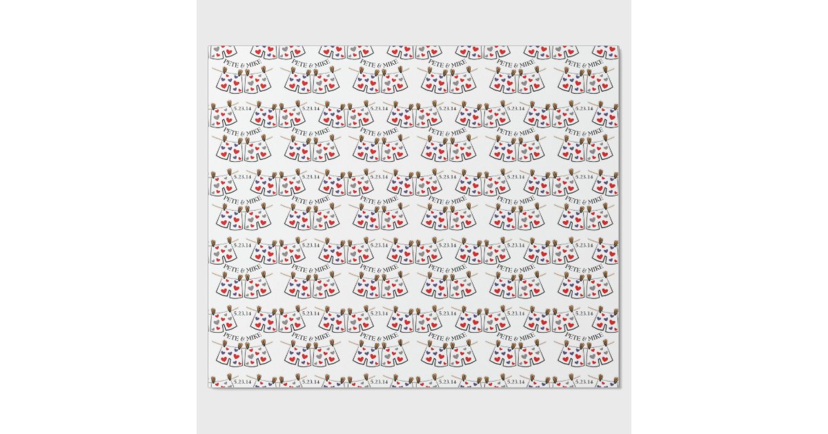 Mr. & Mr. Personalised Gay Wedding Gift Wrap Wrapping Paper Zazzle