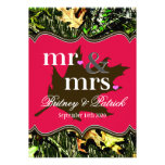 Mr & Mrs Hunting Camo Hot Pink Wedding Invitations
