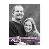 Mr. & Mrs. Wedding Thank You Card - Plum Post Card