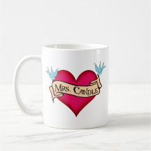 "Mrs. Candle"  Custom Heart & Banner Tattoo Gifts Mug