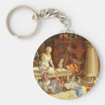 Mrs. Claus and the Elves Bake Christmas Cookies Key Chains
