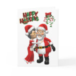 Mrs Claus kissing Santa Card