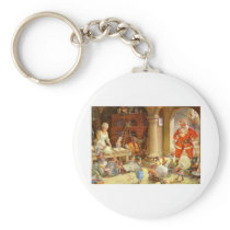 Mrs. Claus & Santas Elves baking Christmas Cookies Keychain
