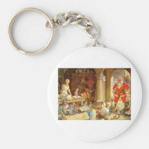 Mrs. Claus & Santas Elves baking Christmas Cookies Keychains