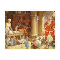 Mrs. Claus & Santas Elves baking Christmas Cookies Post Card