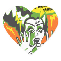 Mrs Frankenstein Needs a Manicure Heart Sticker