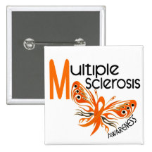 MS Multiple Sclerosis BUTTERFLY 3.1 Pinback Button