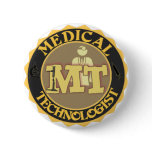 MT BADGE LOGO - MEDICAL TECHNOLOGIST - LABORATORY BUTTONS