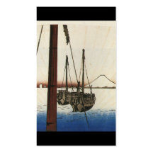 Mt. Fuji and Boats. Japan. Circa 1800's Business Card Templates