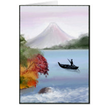Mt. Fuji Digital Painting Greeting Card